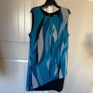 SLNY Vibrant Blue and Black Dress